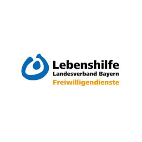 Logo der Lebenshilfe Bayern e. V.: Wortbildmarke mit schwarzer und gelber Schrift auf weißem Hintergrund