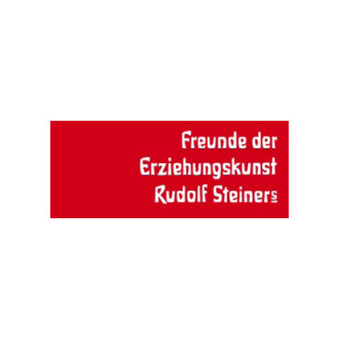 Logo Freunde der Erziehungskunst Rudolf Steiners: Wortbildmarke mit weißer Schrift auf rotem Hintergrund
