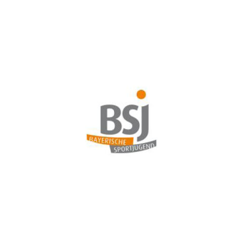 Logo der Bayerischen Sportjugend: kombinierte Wortbildmarke mit oranger und grauer Schrift auf weißem Grund