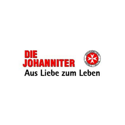 Logo der Johanniter-Unfall-Hilfe: Wortbildmarke mit roter Schrift auf weißem Grund